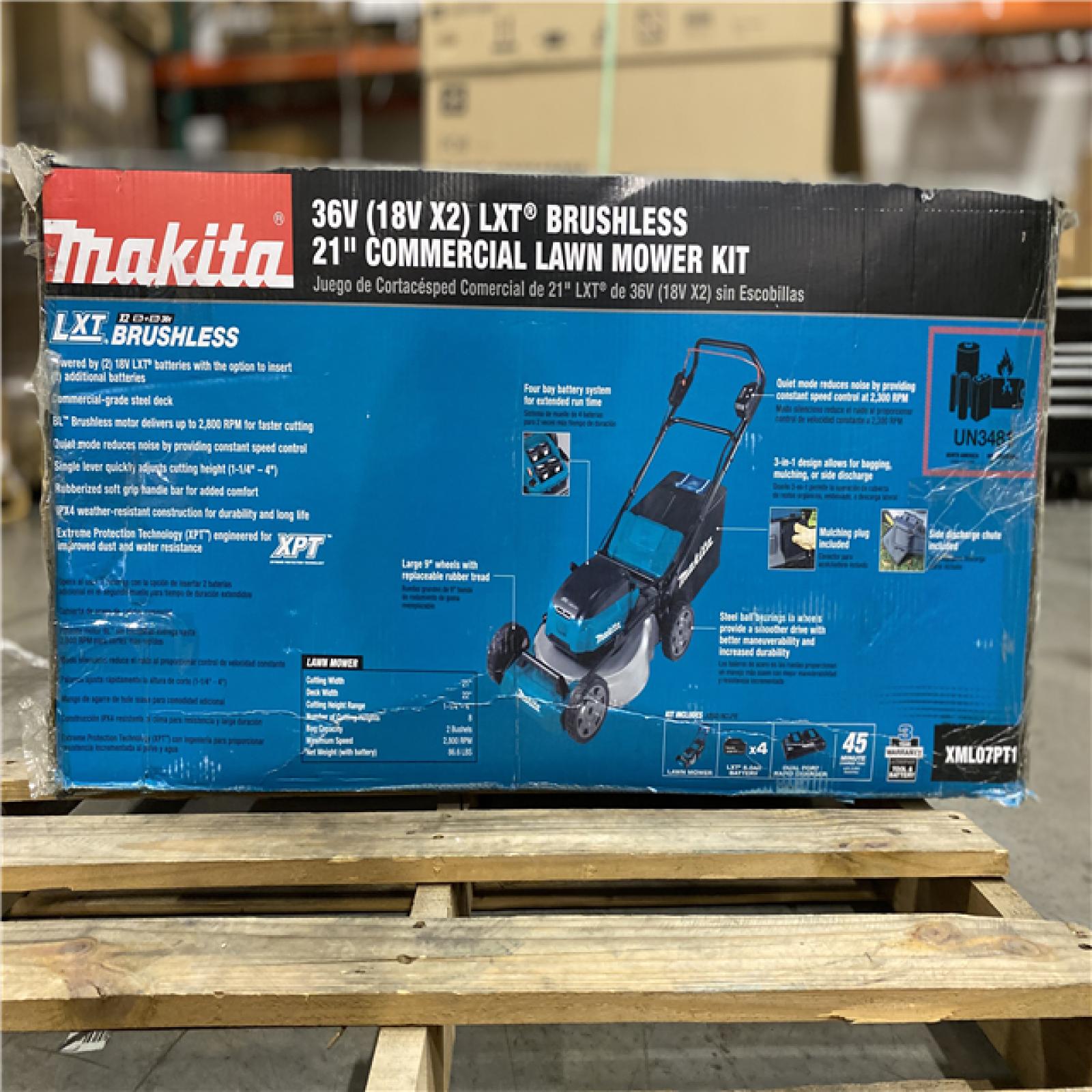 DALLAS LOCATION - Makita 21 in. 18V X2 (36V) LXT Lithium-Ion Cordless Walk Behind Push Lawn Mower Kit with 4 Batteries (5.0 Ah)