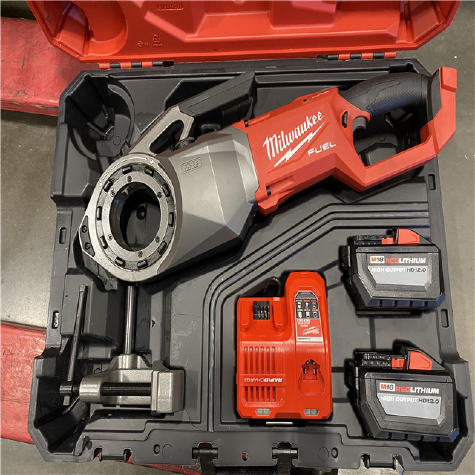 AS-IS Milwaukee Tool Power Pipe Threaders; Type: Cordless Pipe Threader ; Maximum Pipe Capacity: 2in ; Voltage: 18; 18V ; Voltage: 18V ; Spindle Speed: 41