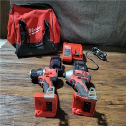 CALIFORNIA AS-IS MILWAUKEE M18 COMPACT BRUSHLESS 2-TOOL COMBO KIT(BATTERIES,CHARGER,AND BAG INCLUDED)