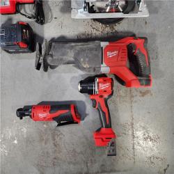 HOUSTON LOCATION - AS-IS MILWAUKEE 4 TOOL COMBO KIT W/ (2) BATTERY & CHARGER