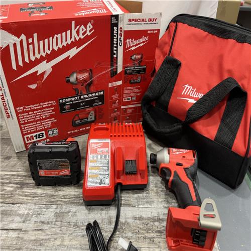 AS-IS Milwaukee M18 Compact Brushless 1/4  Hex Impact Driver Kit