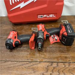 AS-ISMilwaukee M18 FUEL 18V Lithium-Ion Brushless Cordless Hammer Drill and Impact Driver Combo Kit (2-Tool) with 2 Batteries