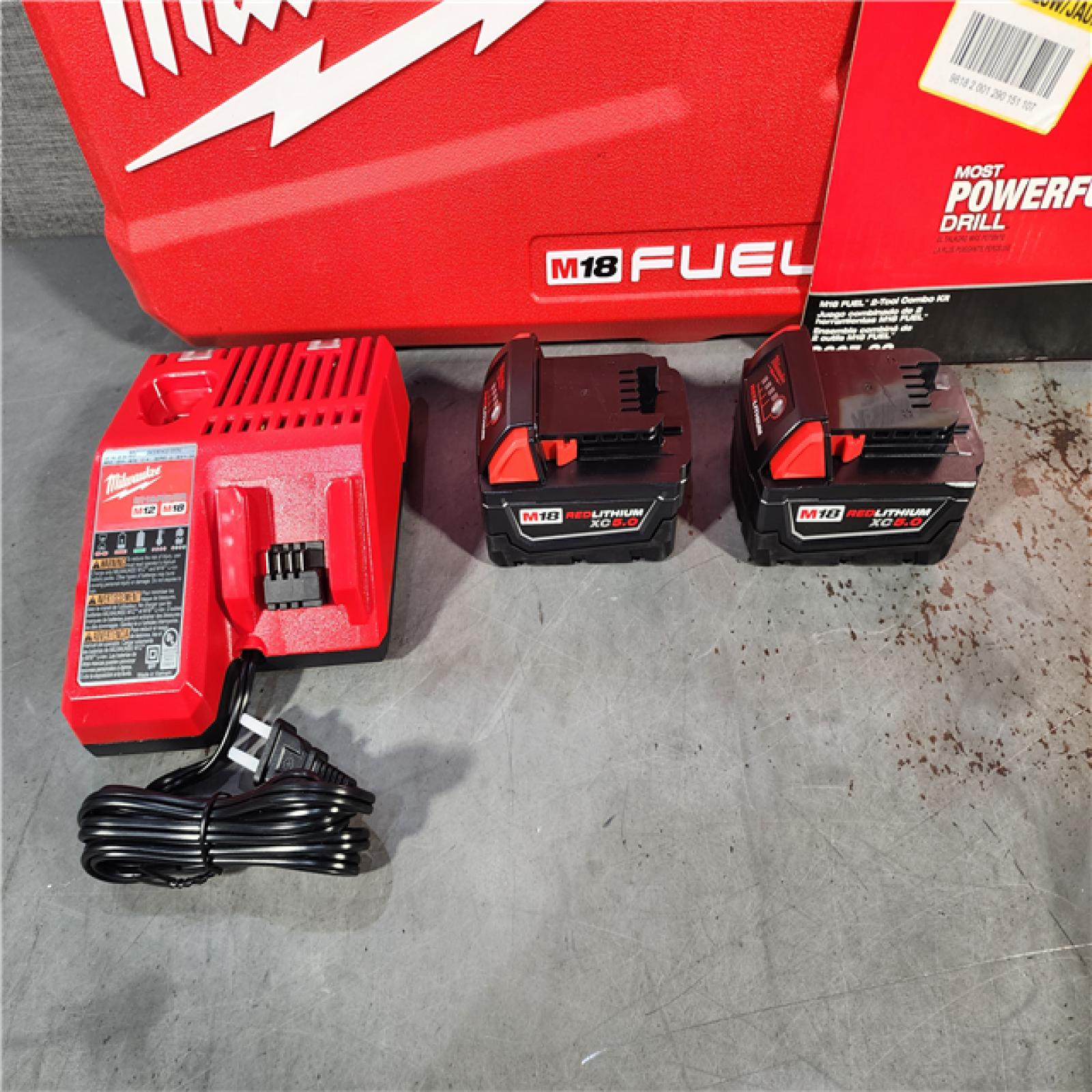 HOUSTON LOCATION - AS-IS (APPEARS LIKE NEW) Milwaukee M18 FUEL 18V Lithium-Ion Brushless Cordless Hammer Drill and Impact Driver Combo Kit (2-Tool) with 2 Batteries