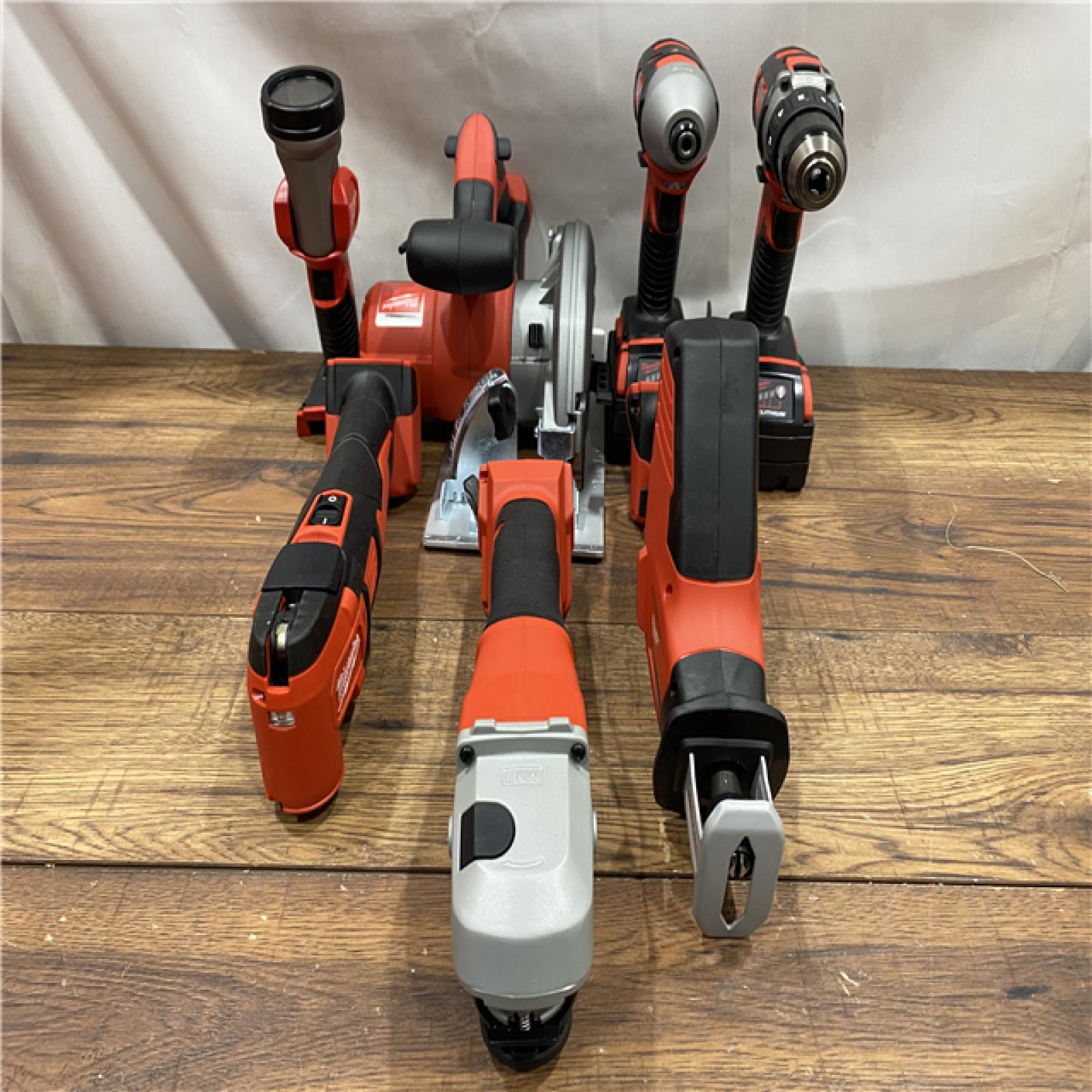 AS IS Milwaukee M18 18-Volt Lithium-Ion Cordless Combo Kit 7-Tool with 2-Batteries, Charger and Tool Bag