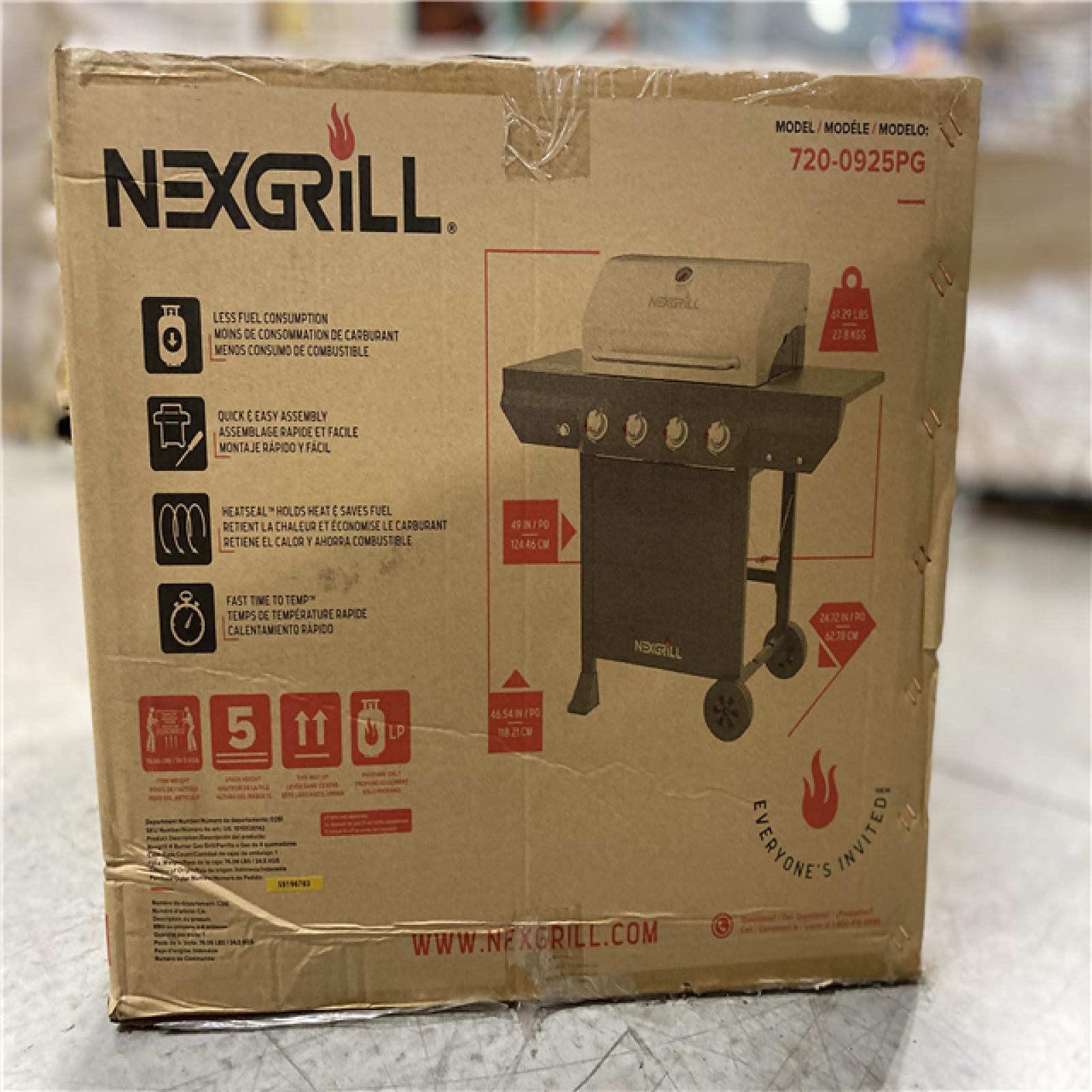 DALLAS LOCATION -Nexgrill 4-Burner Propane Gas Grill in Black with Stainless Steel Main Lid