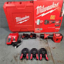 HOUSTON LOCATION - AS-IS M18 18V Lithium-Ion Cordless Short Throw Press Tool Kit with 3 PEX Crimp Jaws (2) 2.0 Ah Batteries and Charger