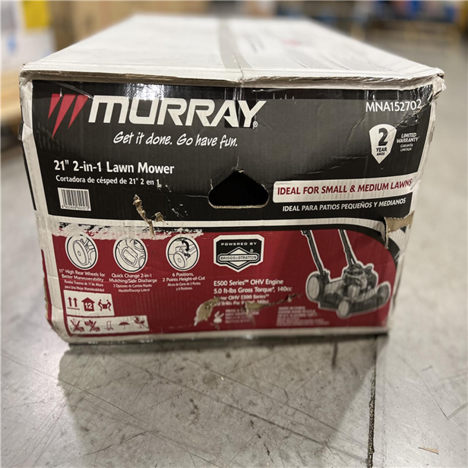 NEW! - Murray 21 in. 140 cc Briggs and Stratton Walk Behind Gas Push Lawn Mower with Height Adjustment and Prime 'N Pull Start