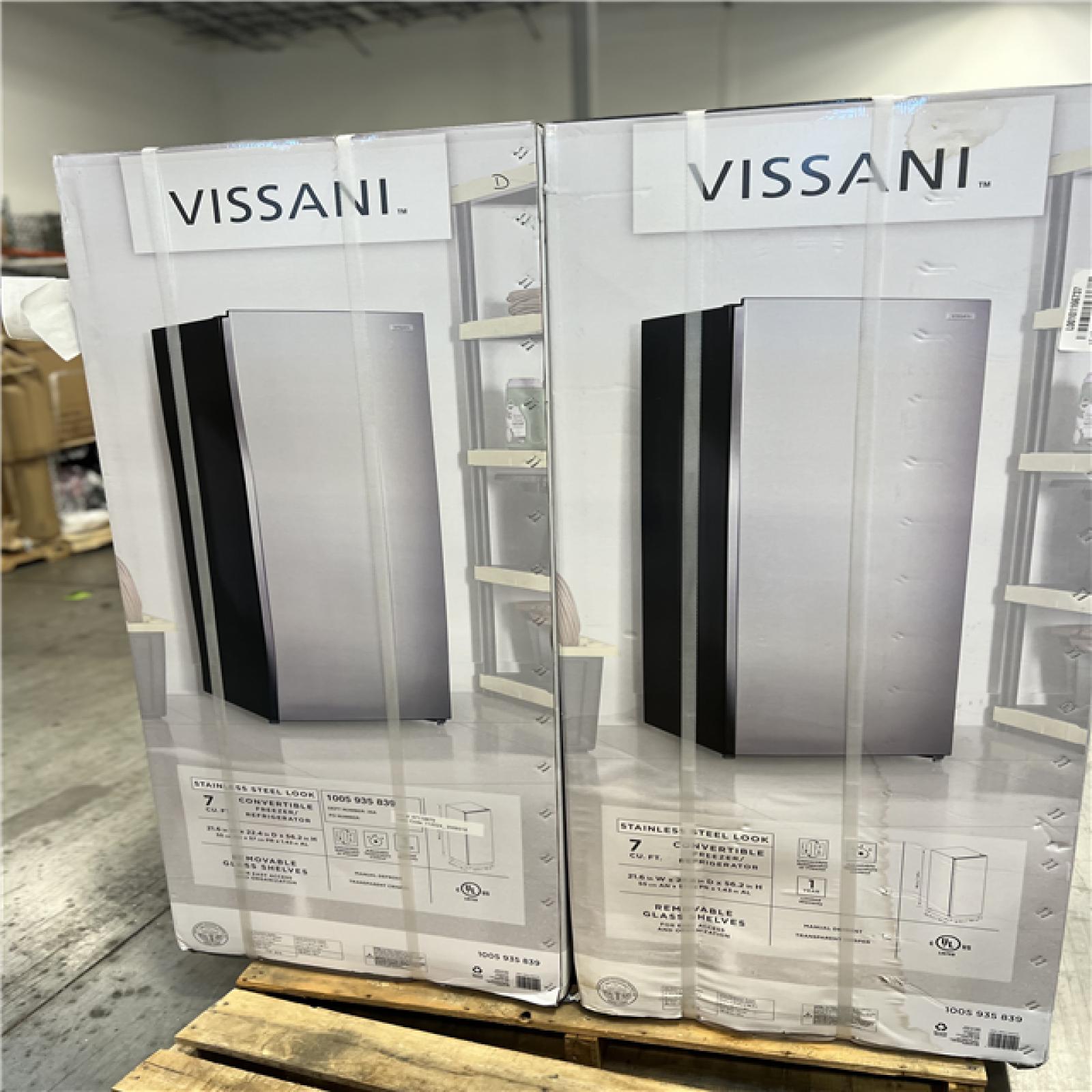 DALLAS LOCATION- AS- IS Vissani 7 cu. ft. Convertible Upright Freezer/Refrigerator in Stainless Steel PALLET - (4 UNITS)