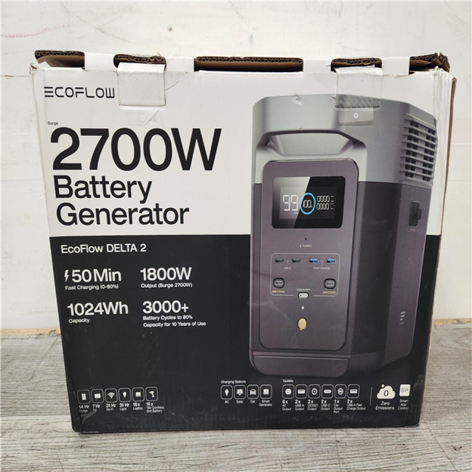 Phoenix Location NEW EcoFlow Battery Generator DELTA 2 Solar Generator, 1800W Output, 1024Wh LFP Power Station, Home Backup,Camping,Push-Button Start