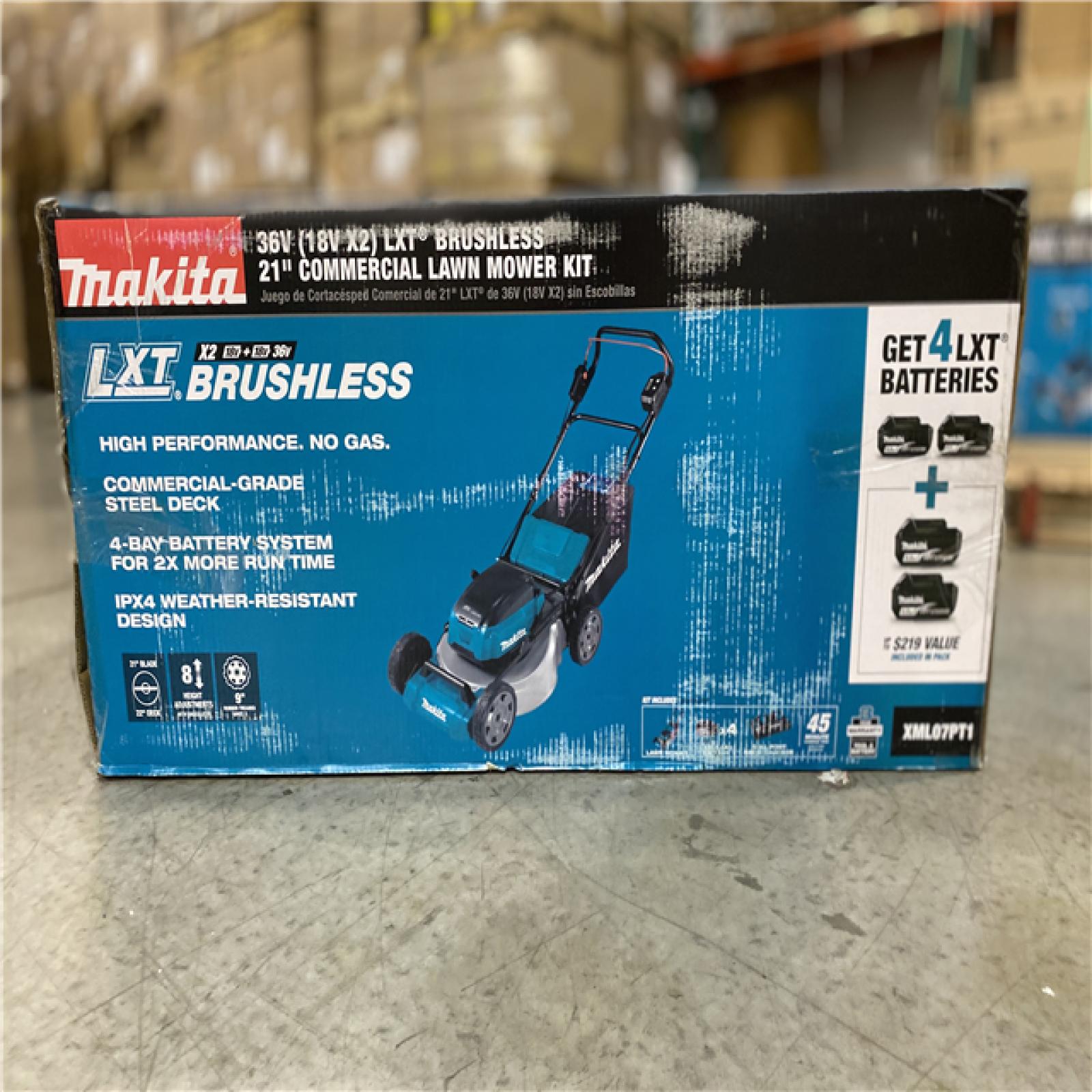 DALLAS LOCATION - Makita 21 in. 18V X2 (36V) LXT Lithium-Ion Cordless Walk Behind Push Lawn Mower Kit with 4 Batteries (5.0 Ah)