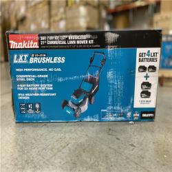 DALLAS LOCATION - Makita 21 in. 18V X2 (36V) LXT Lithium-Ion Cordless Walk Behind Push Lawn Mower Kit with 4 Batteries (5.0 Ah)