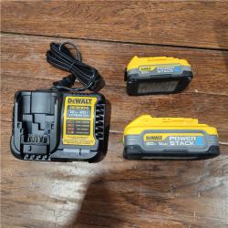 AS-IS DeWalt 20V MAX POWERSTACK DCBP315-2C Lithium-Ion 1.7Ah and 5Ah Battery and Charger Starter Kit 3 Pc