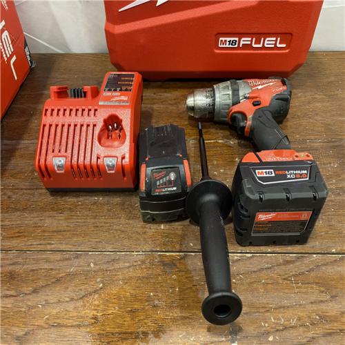 AS-ISMilwaukee 2904-22 Hammer Drill Driver Kit with Batteries  Charger & Tool Case  Red