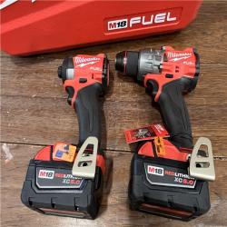 AS-ISMilwaukee M18 FUEL 18V Lithium-Ion Brushless Cordless Hammer Drill and Impact Driver Combo Kit (2-Tool) with 2 Batteries