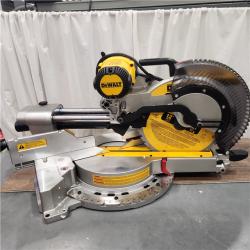 AS IS DEWALT 15 Amp Corded 12 in. Double Bevel Sliding Compound Miter Saw, Blade Wrench and Material Clamp