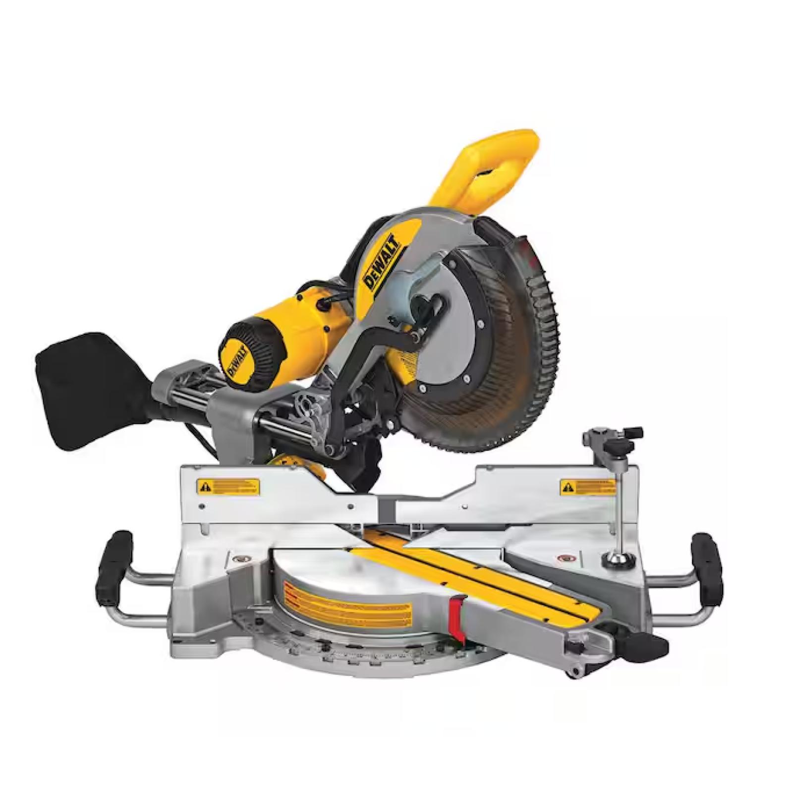 DALLAS LOCATION - DEWALT 15 Amp Corded 12 in. Double Bevel Sliding Compound Miter Saw, Blade Wrench and Material Clamp