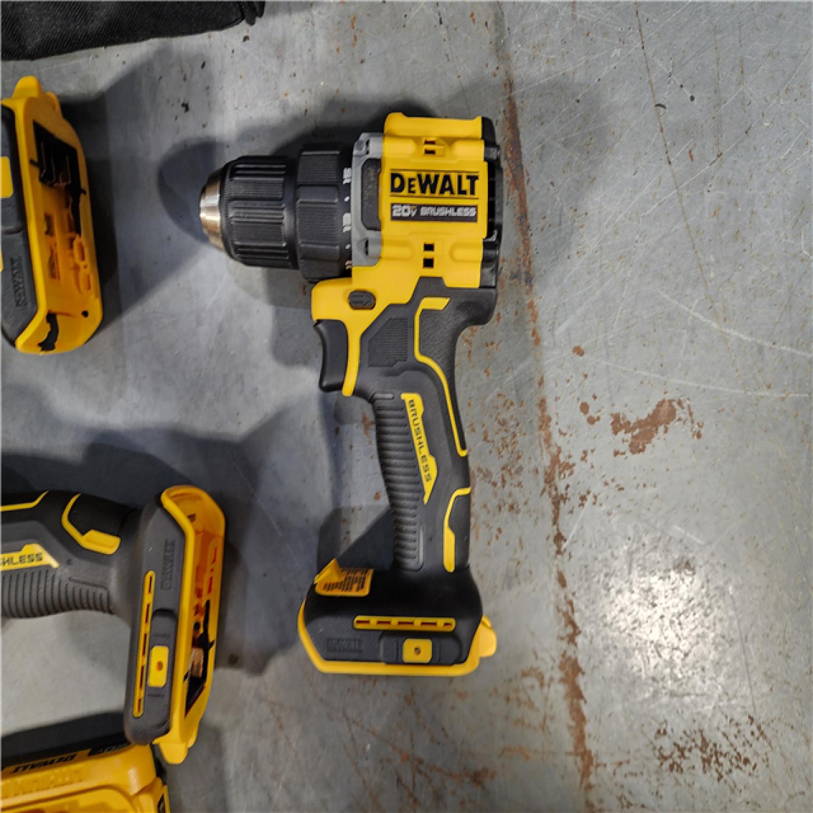 HOUSTON LOCATION - AS-IS DeWalt 20V MAX ATOMIC Cordless Brushless 3 Tool Combo Kit