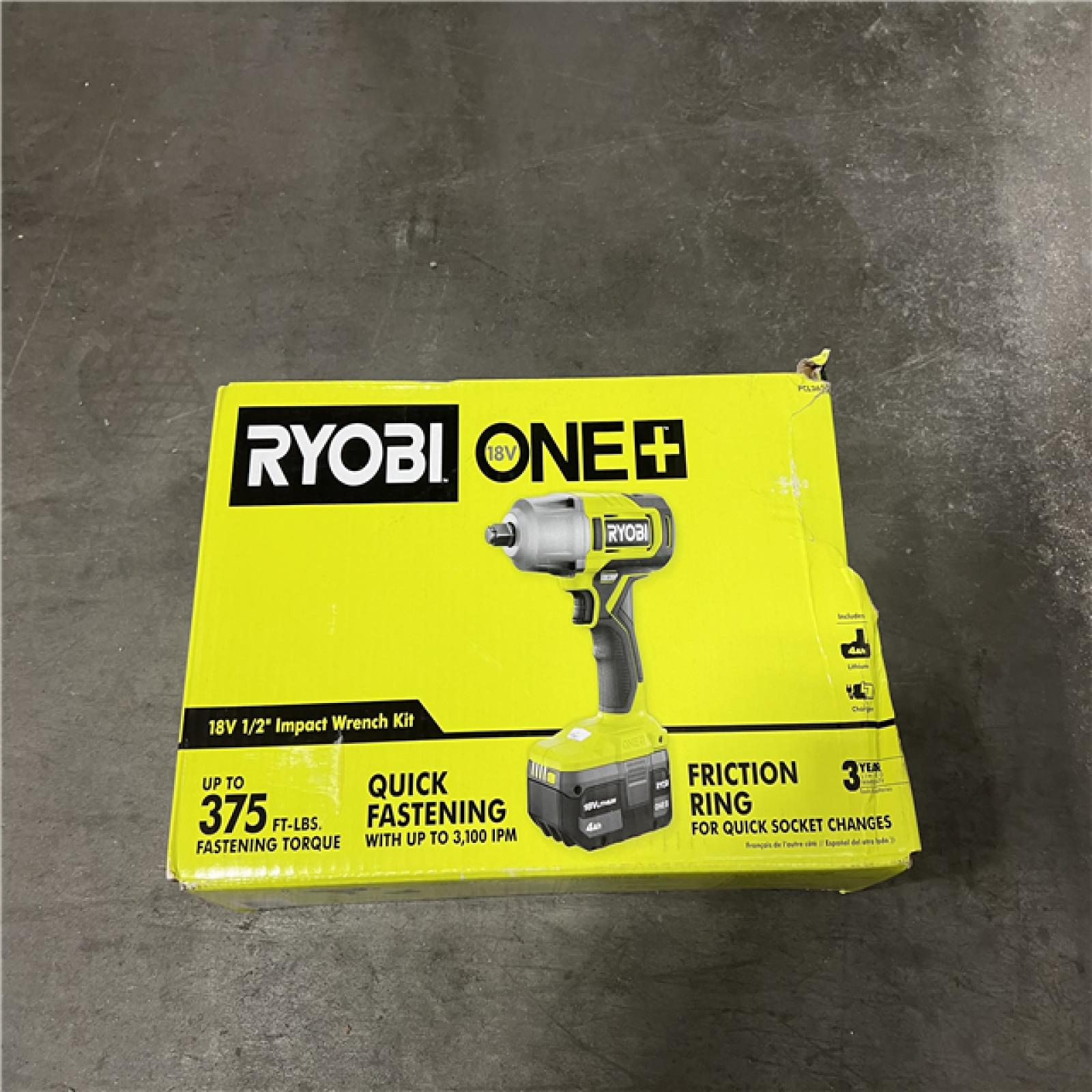 NEW! - RYOBI ONE+ 18V Cordless 1/2 in. Impact Wrench Kit with 4.0 Ah Battery and Charger