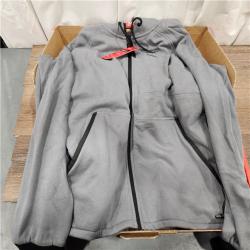 AS-IS Men's Large M12 12-Volt Lithium-Ion Cordless Gray Heated Jacket Hoodie Kit with (1) 2.0 Ah Battery and Charger