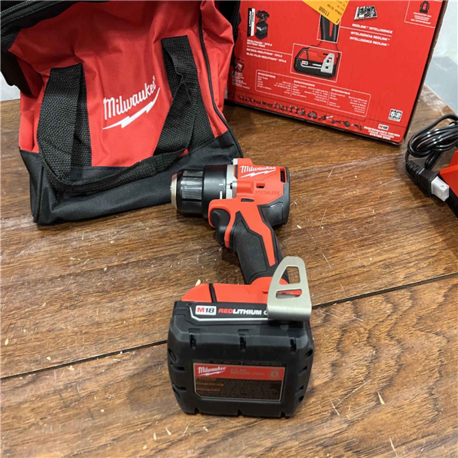 AS-IS Milwaukee M18 Compact Brushless 1/2in Hammer Drill/Driver Kit - 3602-21P