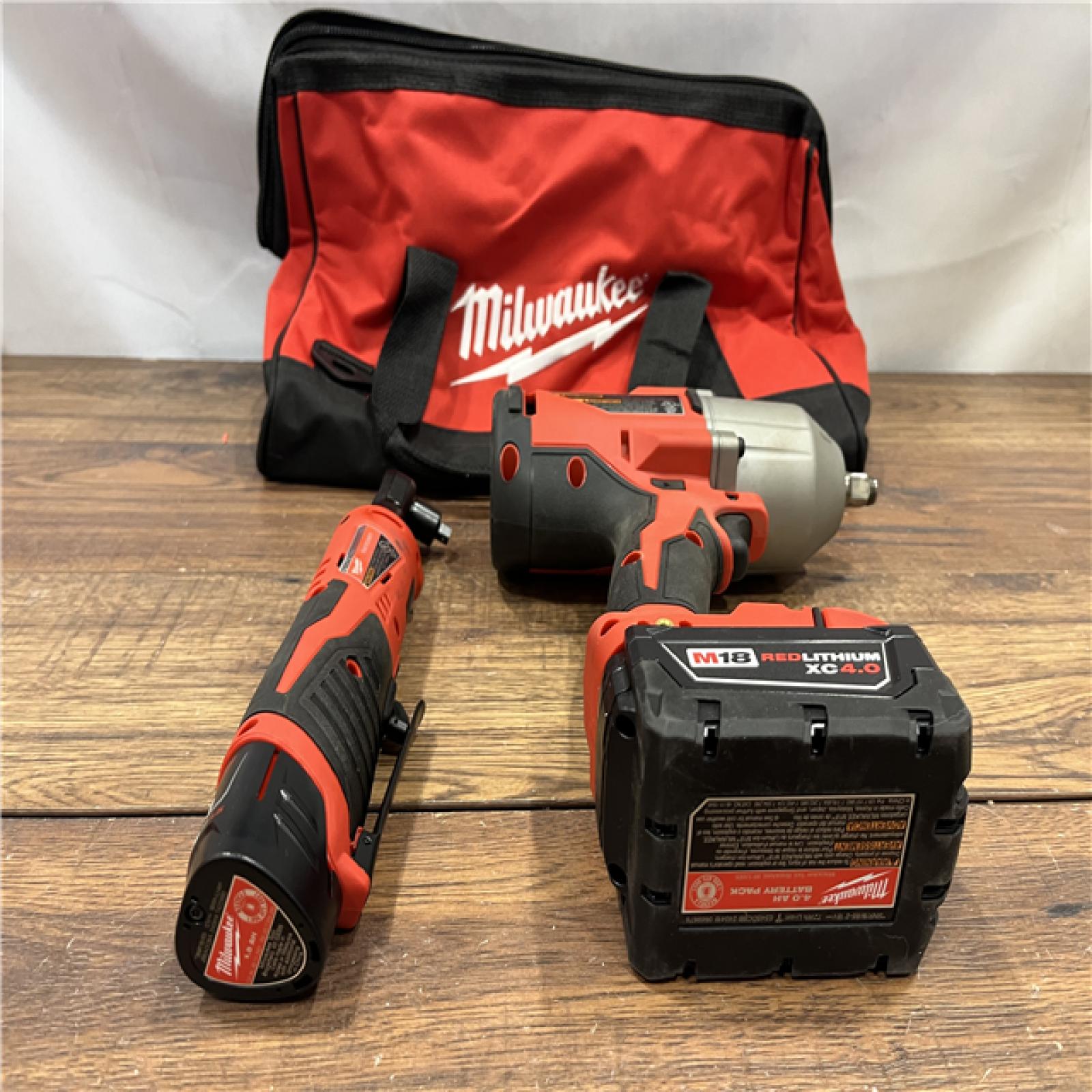 AS IS M12/M18 12/18V Lithium-Ion Cordless 3/8 in. Ratchet and 1/2 in. High Torque Impact Wrench with Friction Ring Combo Kit