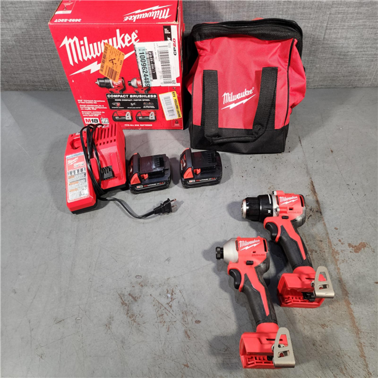 HOUSTON LOCATION - AS-IS M18 18V Lithium-Ion Brushless Cordless Compact Drill/Impact Combo Kit (2-Tool) W/(2) 2.0 Ah Batteries, Charger & Bag