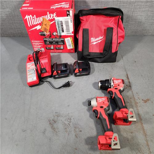 HOUSTON LOCATION - AS-IS M18 18V Lithium-Ion Brushless Cordless Compact Drill/Impact Combo Kit (2-Tool) W/(2) 2.0 Ah Batteries, Charger & Bag