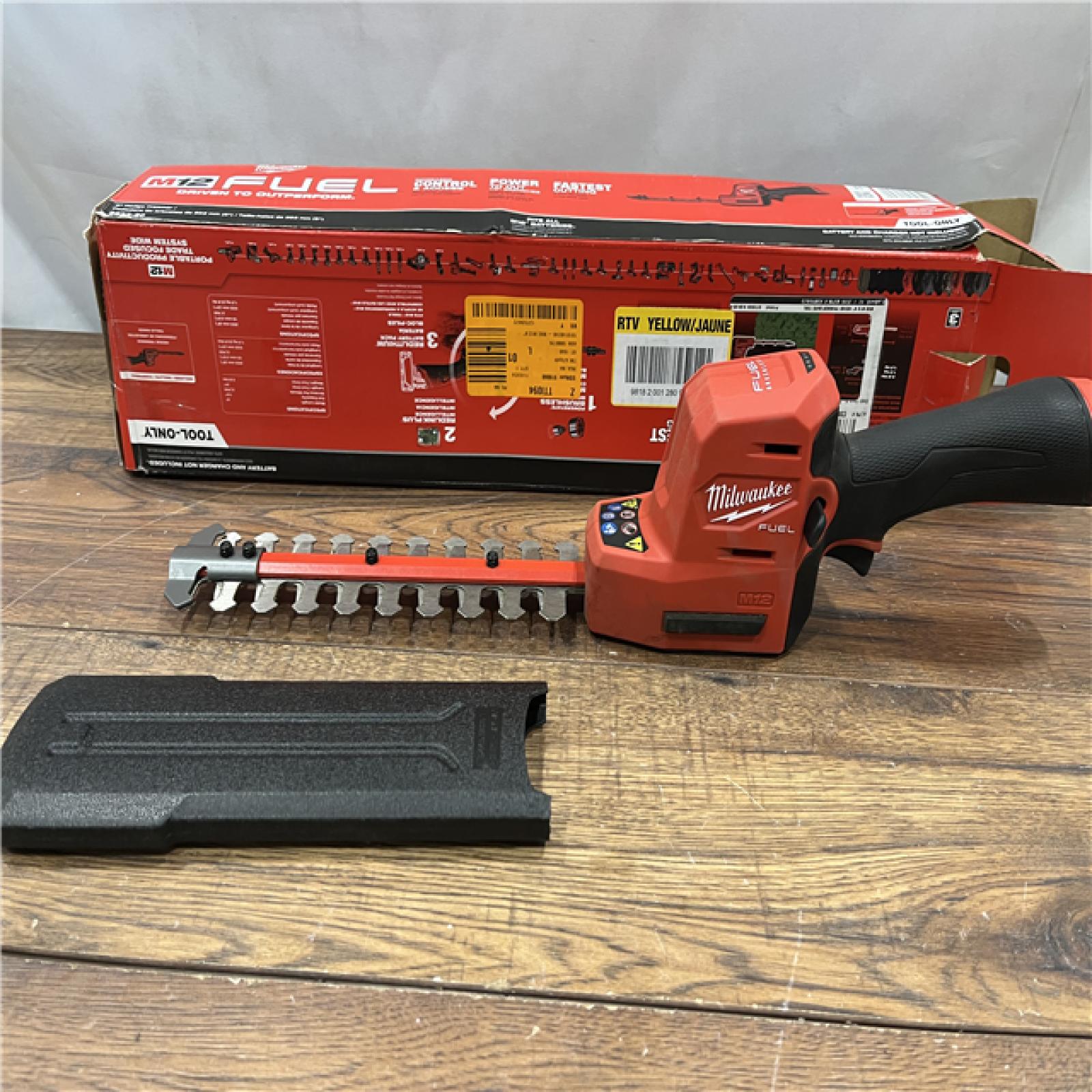 AS IS Milwaukee M12 FUEL 8 in. 12V Lithium-Ion Brushless Cordless Battery Hedge Trimmer (Tool-Only)