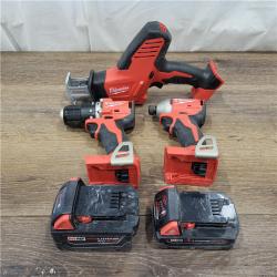 AS-IS M18 18-Volt Lithium-Ion Brushless Cordless Combo Kit (4-Tool) with 2-Batteries, 1-Charger and Tool Bag