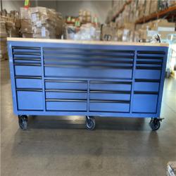 DALLAS LOCATION - AS-IS Husky Tool Storage Heavy Duty 84 in. W x 24 in. D Matte Blue Mobile Workbench Cabinet