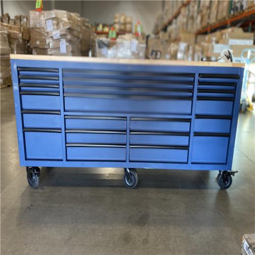 DALLAS LOCATION - AS-IS Husky Tool Storage Heavy Duty 84 in. W x 24 in. D Matte Blue Mobile Workbench Cabinet