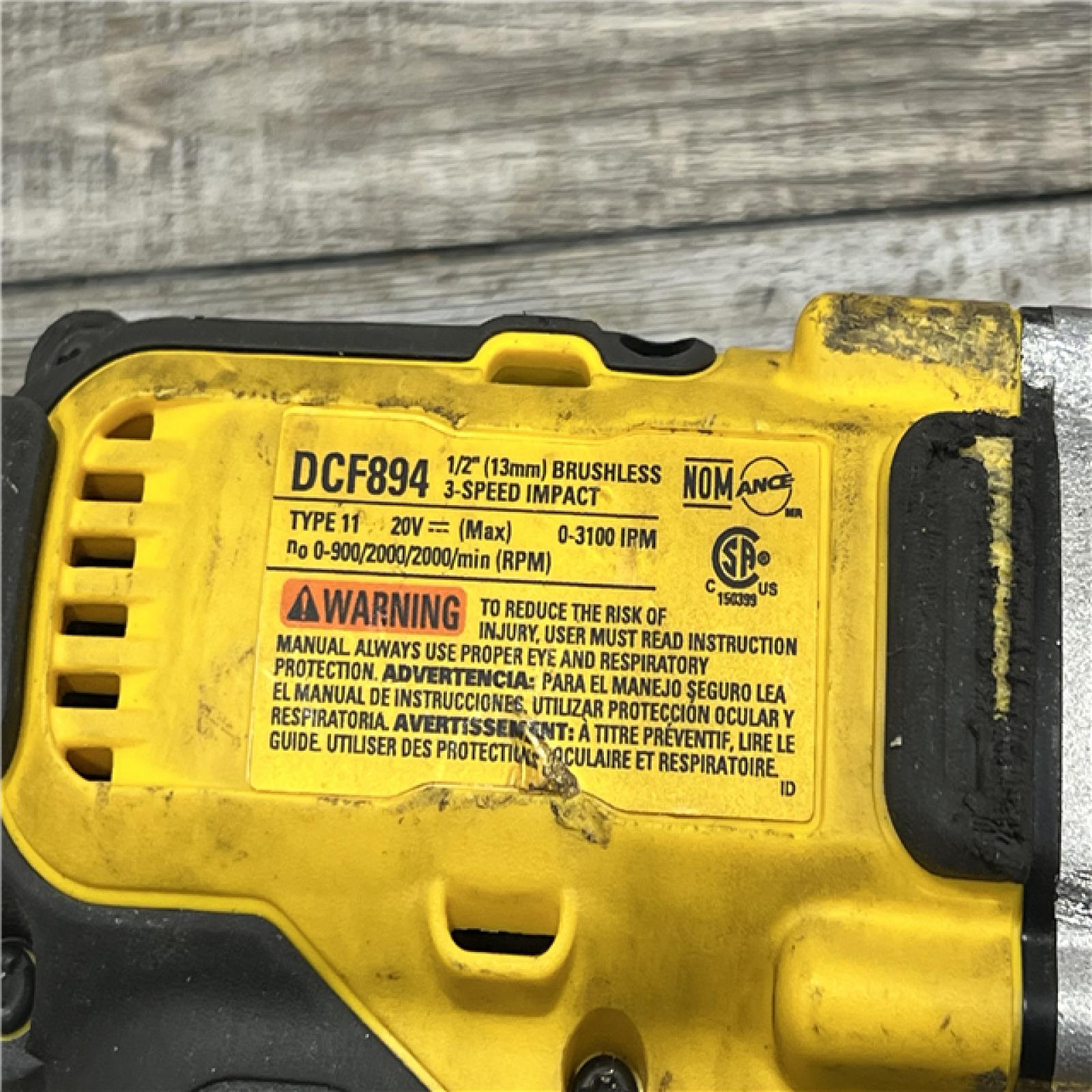 AS-IS DeWalt 20-Volt MAX XR Lithium-Ion Brushless Cordless 1/2 in. Impact Wrench with Detent Pin Anvil (Tool-Only)