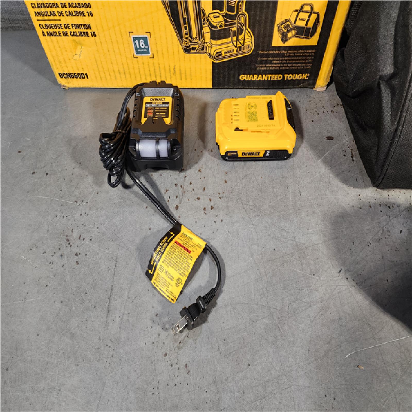 HOUSTON LOCATION - AS-IS DeWalt DCN660D1 20V 16 Gauge Cordless Angled Finish Nailer Kit W/ 2Ah Battery