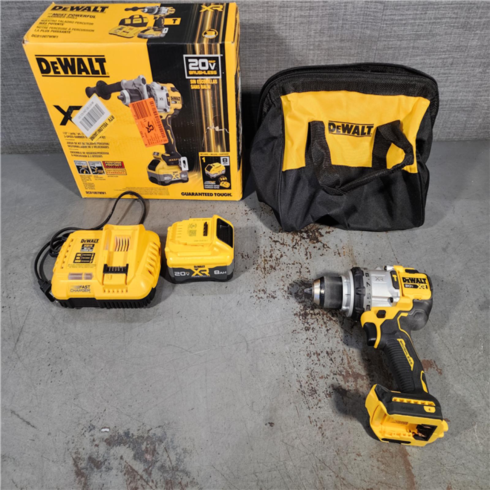 HOUSTON LOCATION - AS-IS DEWALT 20V XR Lithium-Ion Cordless Hammer Drill Kit with 8.0 Ah Battery, Charger and Kit Bag