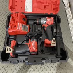 Houston location AS-IS Milwaukee 3697-22 M18 FUEL 1/2 Hammer Driller/Driver &1/4 Hex Impact Driver 2 Tool Combo Kit NO BATTERIES ONLY CHARGER