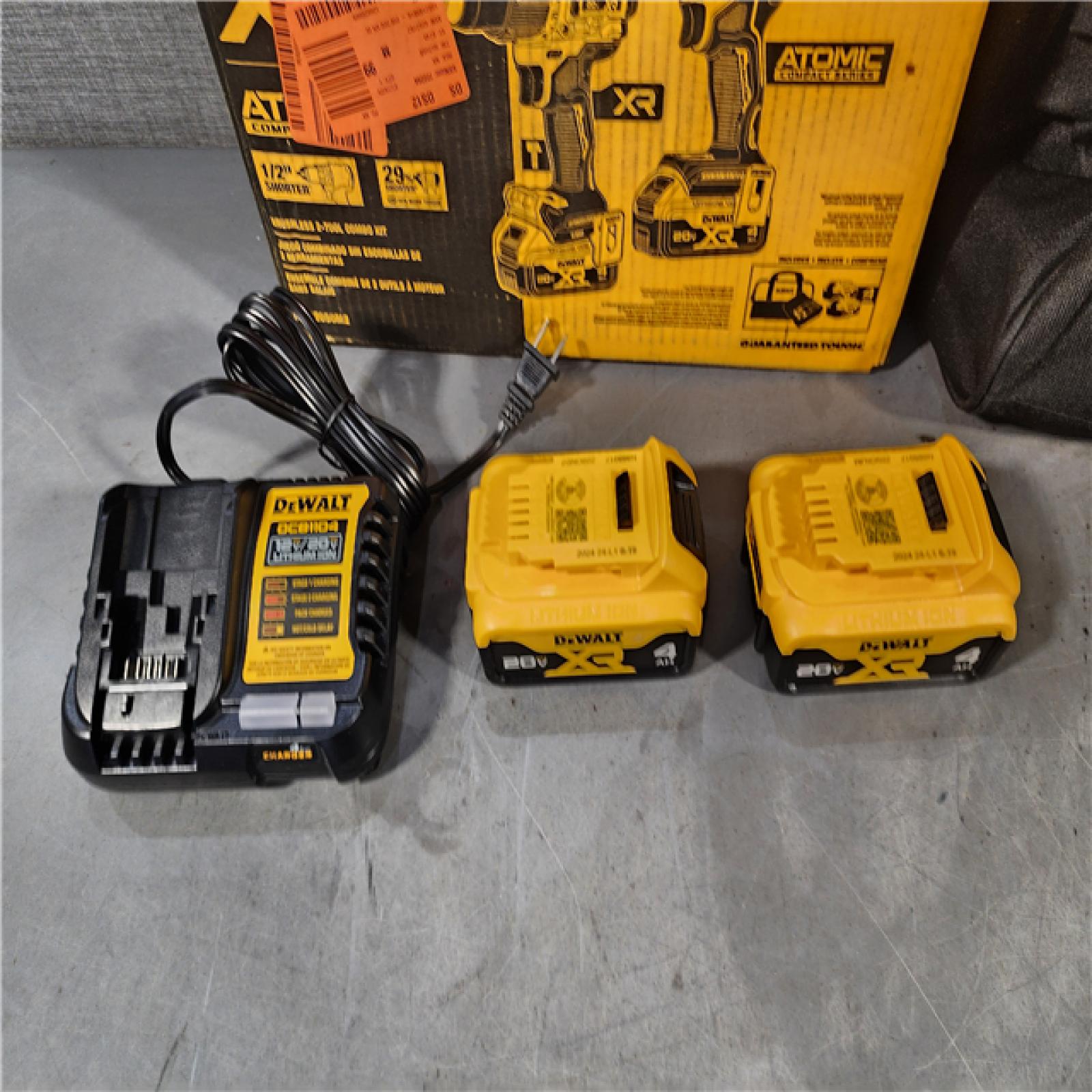 HOUSTON LOCATION - AS-IS DEWALT 20V MAX XR Hammer Drill and ATOMIC Impact Driver 2 Tool Cordless Combo Kit with (2) 4.0Ah Batteries, Charger, and Bag