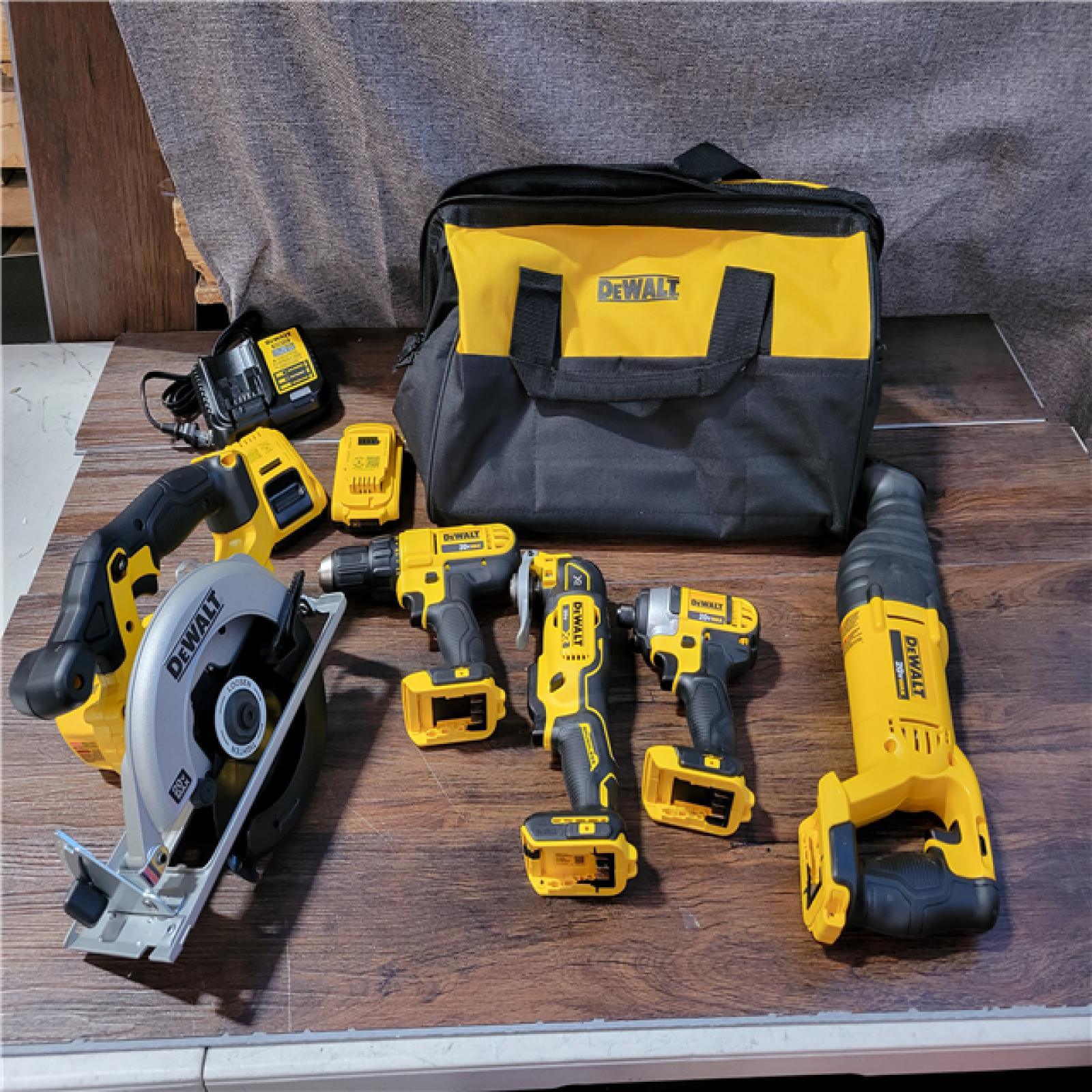 CALIFORNIA NEW DEWALT 5-TOOL COMBO KIT (2 BATTERIES, 1 CHARGER, AND BAG INCLUDED)