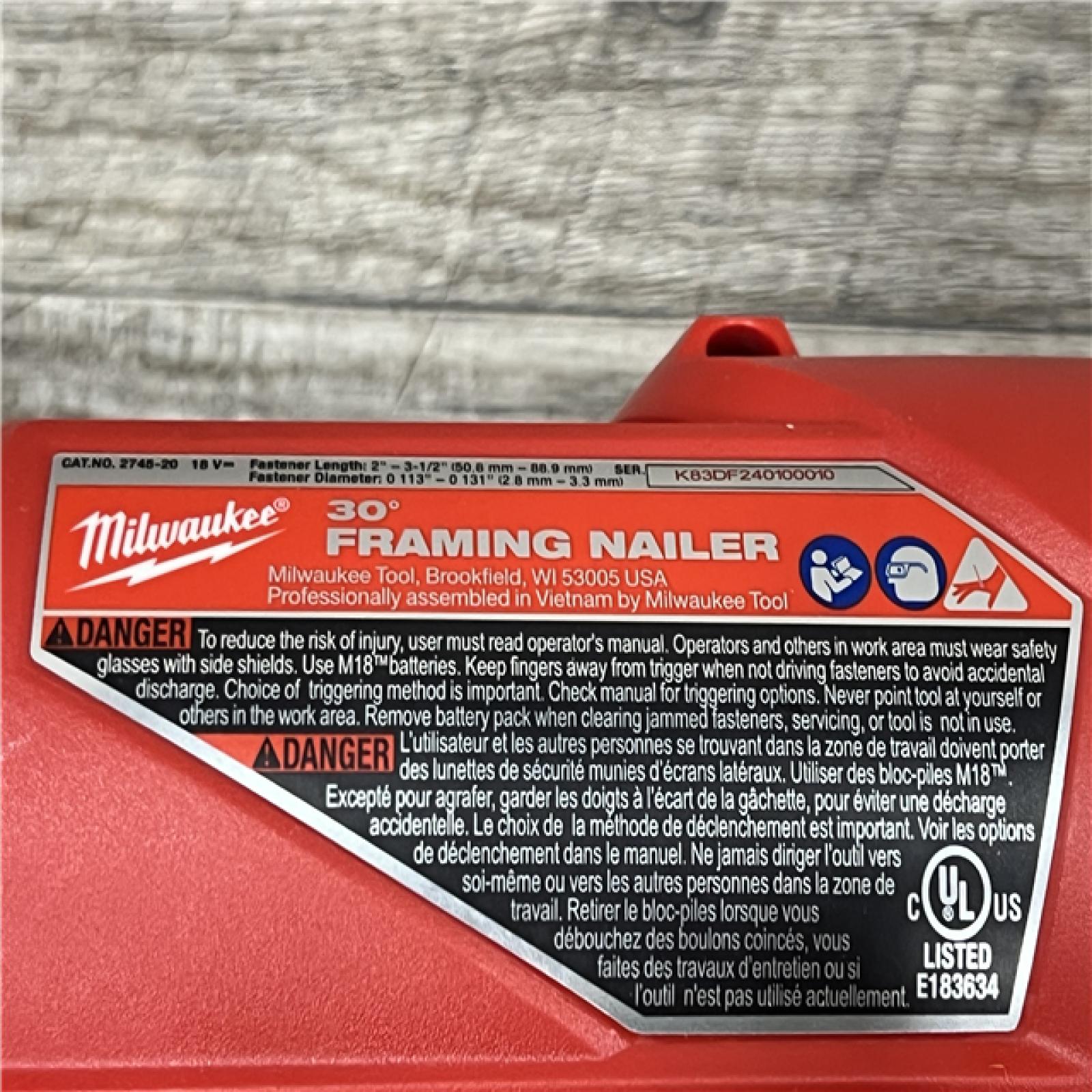 AS-IS Milwaukee M18 FUEL 30 Degree Framing Nailer