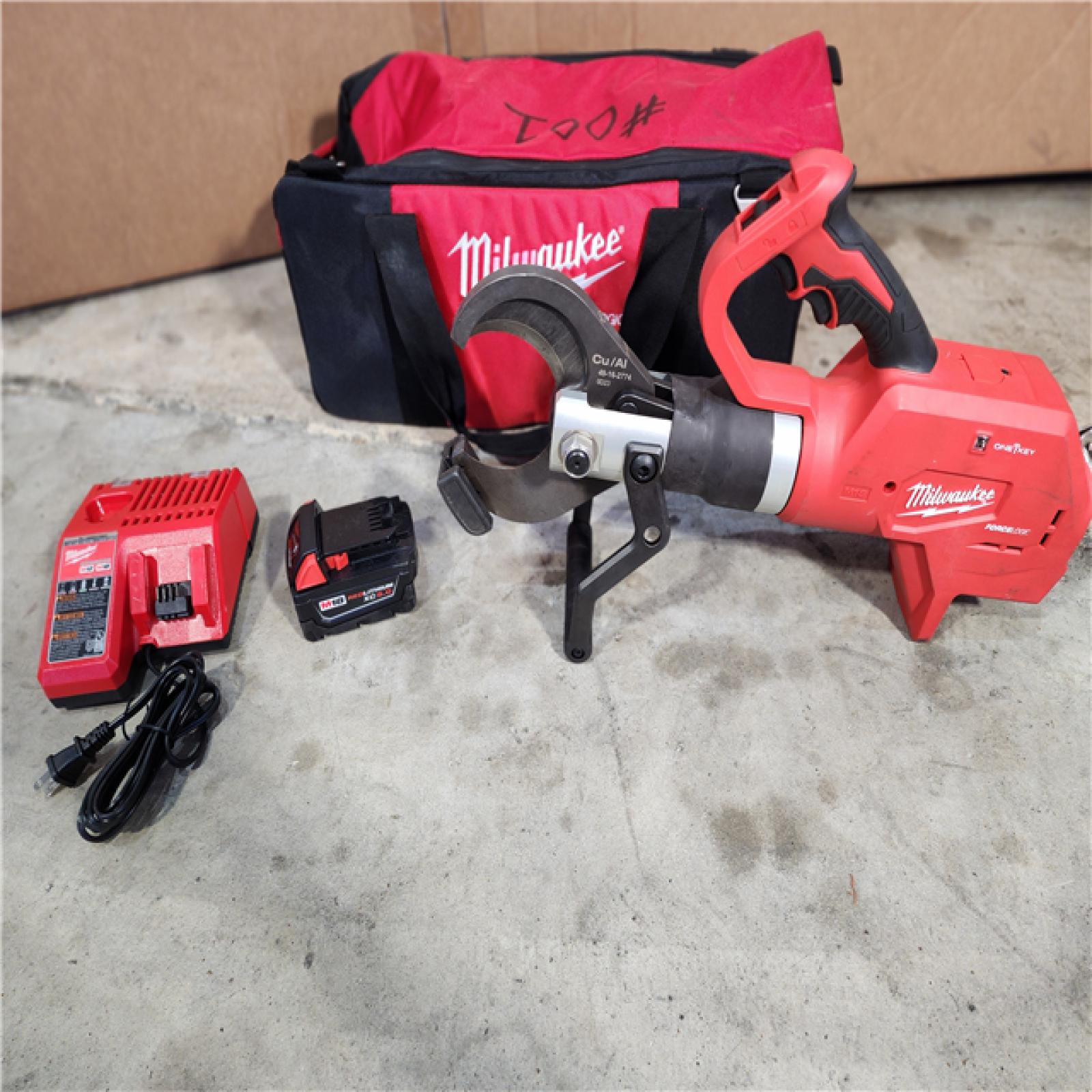 HOUSTON LOCATION - AS-IS M18 18V Lithium-Ion Cordless FORCE LOGIC 3 in. Underground Cable Cutter W/ (1) 5.0Ah Battery, Charger, Tool Bag