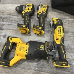 AS-IS DEWALT 20-Volt Maximum Lithium-Ion Cordless 4-Tool Combo Kit with (2) 4 Ah Batteries and Charger