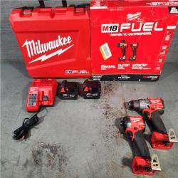 HOUSTON LOCATION - AS-IS Milwaukee M18 FUEL 18V Lithium-Ion Brushless Cordless Hammer Drill and Impact Driver Combo Kit (2-Tool) with 2 Batteries