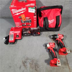 HOUSTON LOCATION - AS-IS M18 18-Volt Lithium-Ion Brushless Cordless Compact Hammer Drill/Impact Combo Kit (2-Tool) with (2) Batteries, Bag