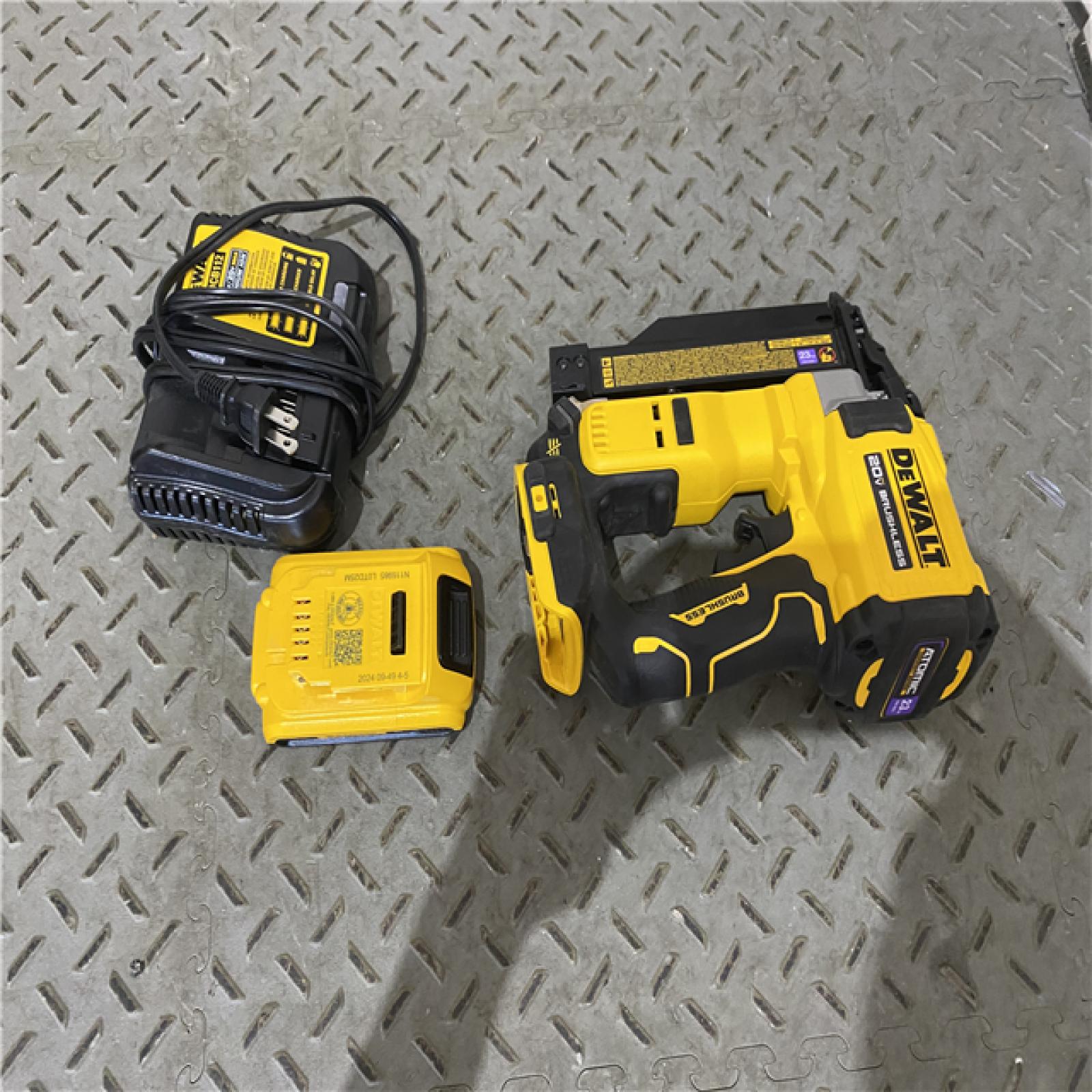 Houston location AS-IS DEWALT ATOMIC 20V MAX Lithium Ion Cordless 23 Gauge Pin Nailer Kit with 2.0Ah Battery and Charger