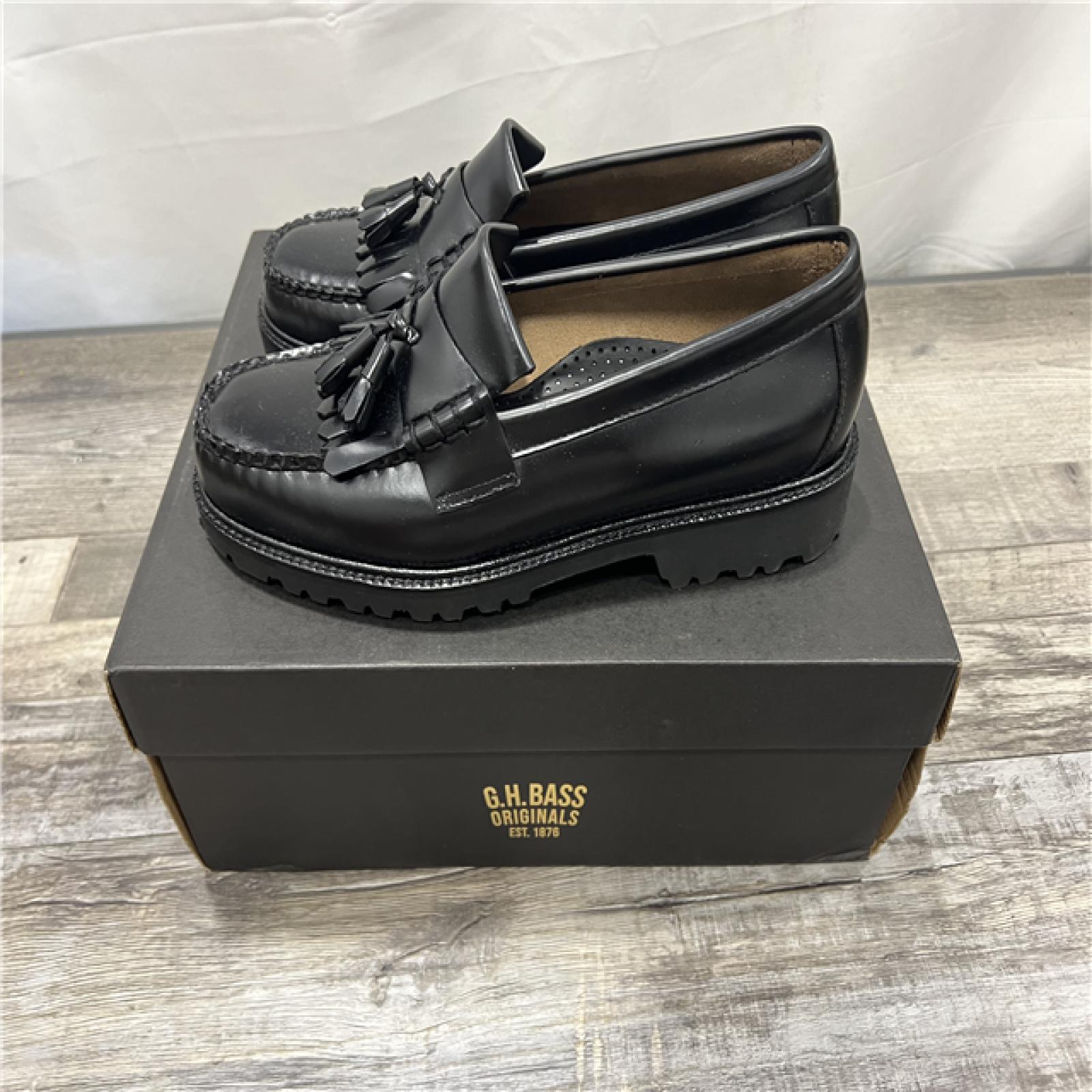 AS-IS G.h. Bass Men's Layton Lug Weejun Tassel Loafers - Black - SZ 10.5