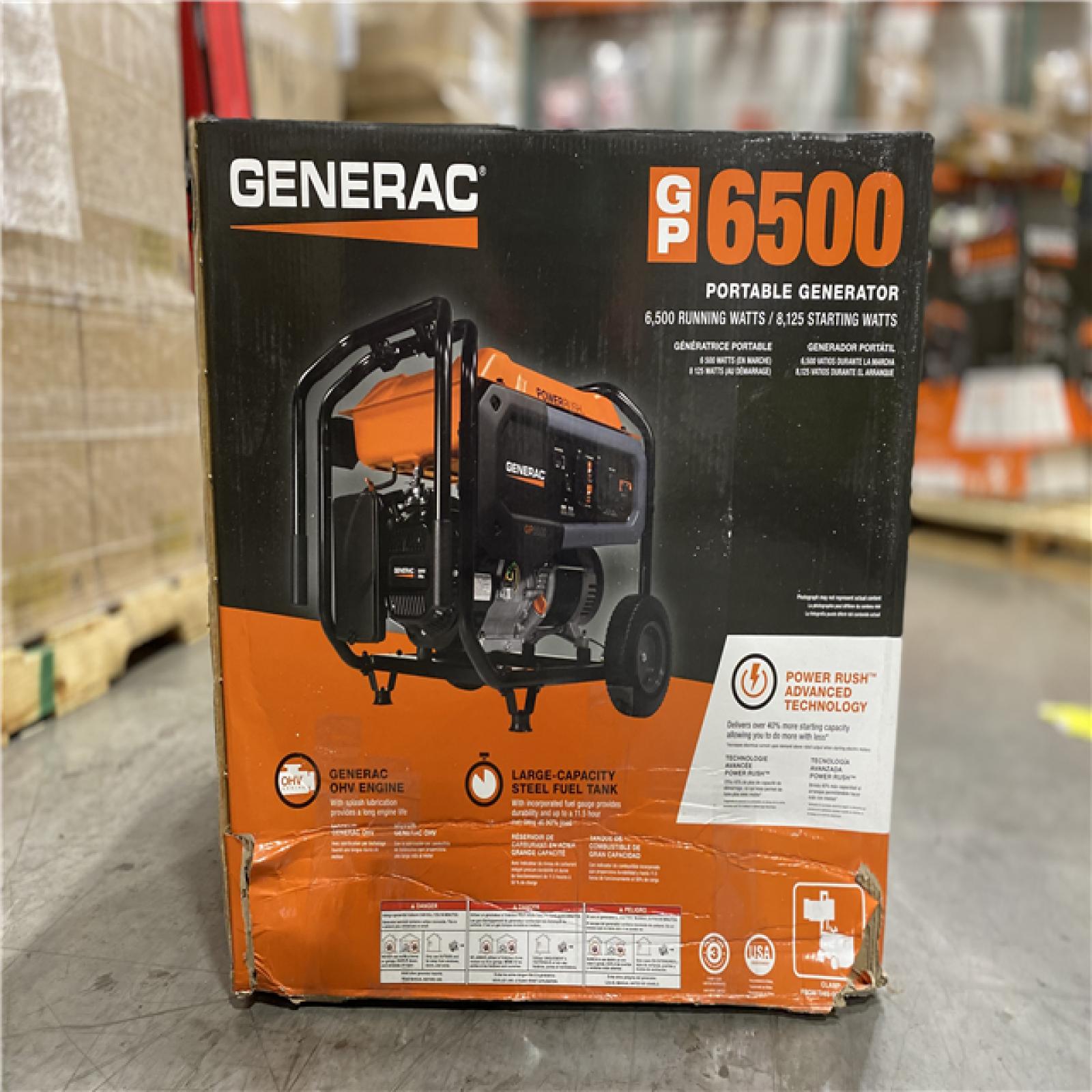 DALLAS LOCATION - Generac GP 6500-Watt Recoil Start Gas-Powered Portable Generator, 49-ST/CSA