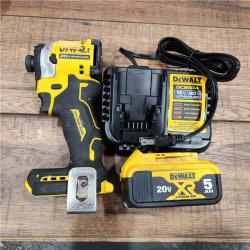 AS-IS ATOMIC 20V MAX Lithium-Ion Cordless 1/4 in. Brushless Impact Driver Kit, 5 Ah Battery, Charger, and Bag