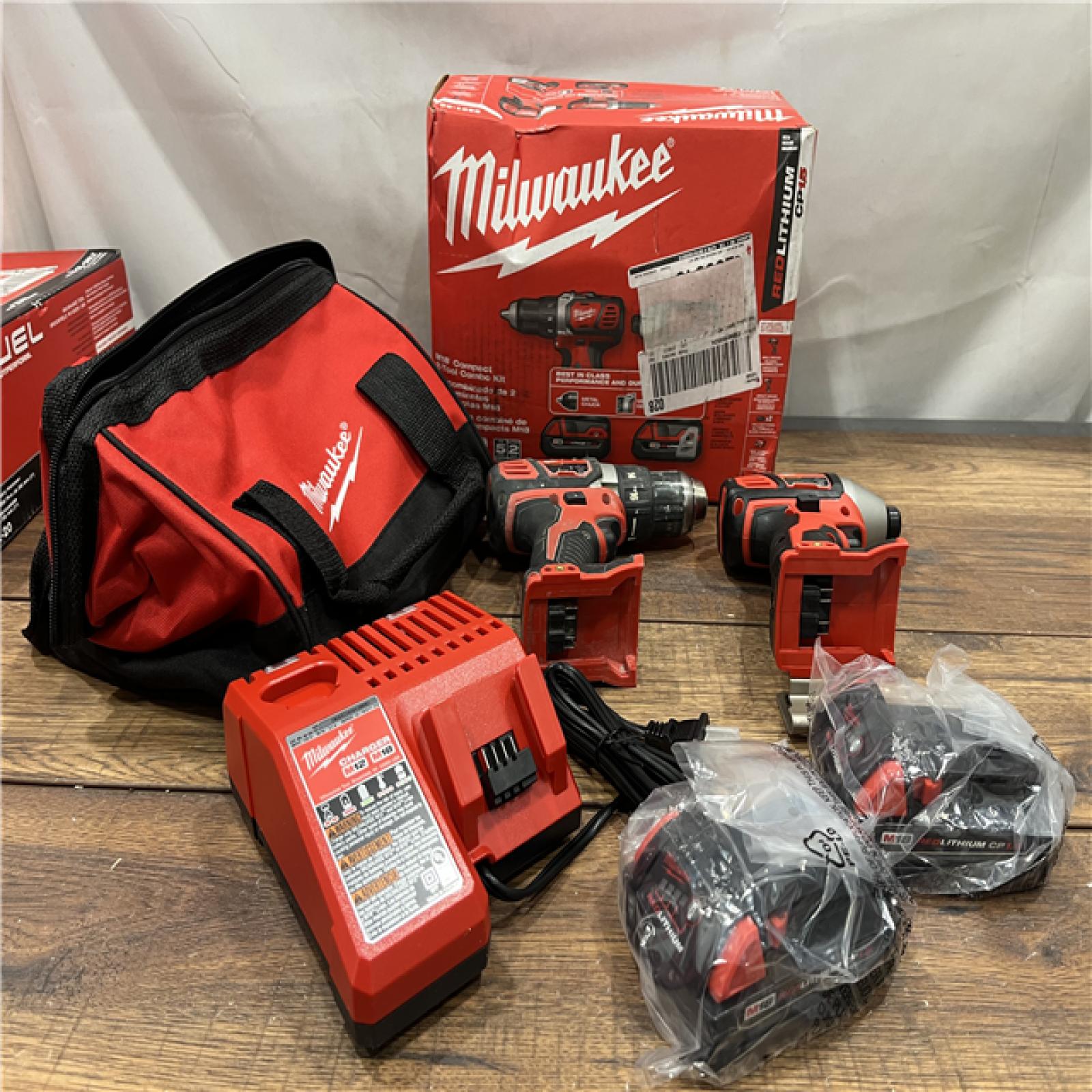 AS-IS Milwaukee M18 18V Cordless Brushed 2 Tool Drill/Driver and Impact Driver Kit