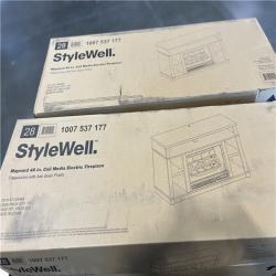 DALLAS LOCATION - StyleWell Maynard 48 in. Freestanding Electric Fireplace TV Stand in Cappuccino with Ash Grain PALLET -( 4 UNITS)