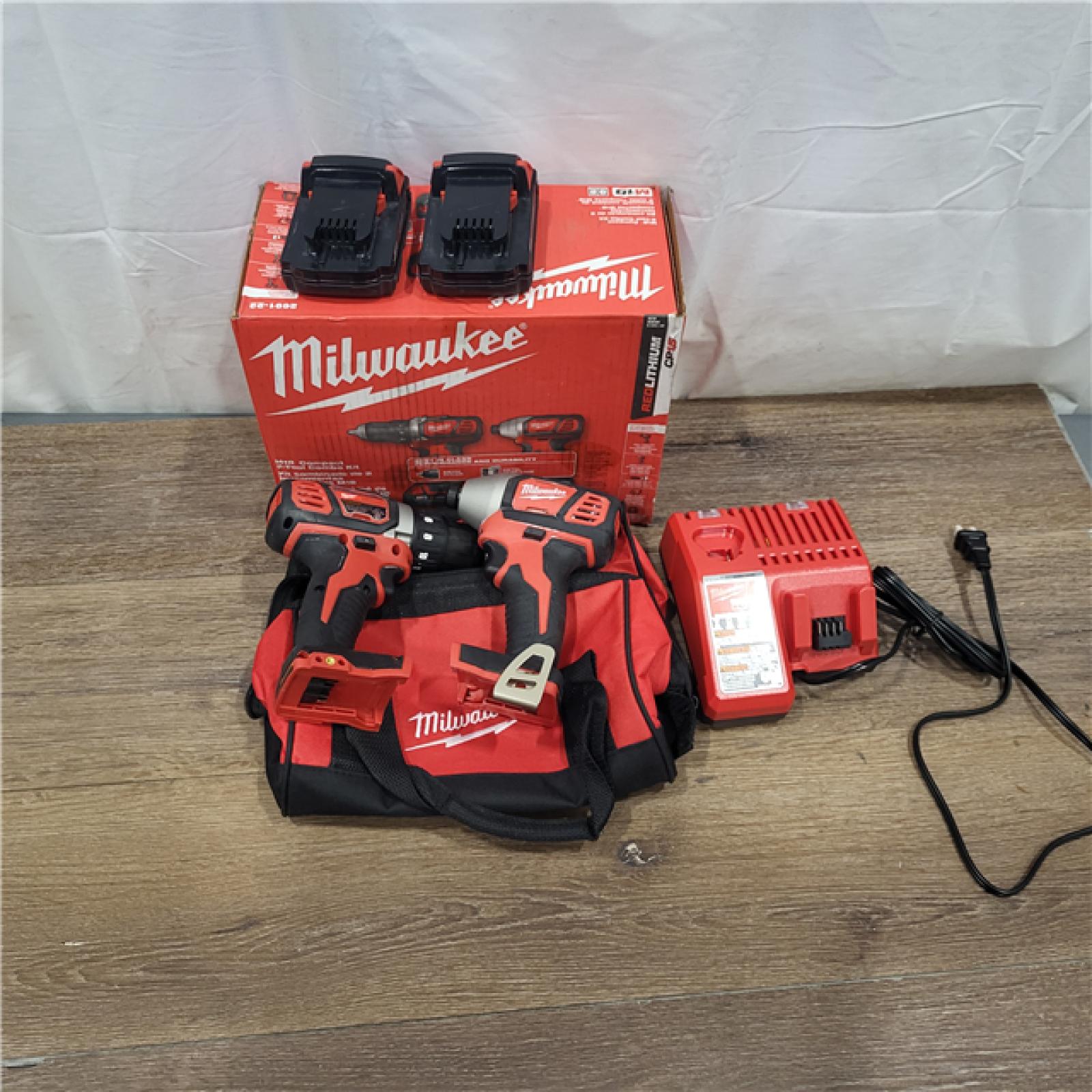 AS-IS Milwaukee M18 18V Cordless Brushed 2 Tool Drill/Driver and Impact Driver Kit