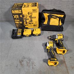 HOUSTON LOCATION - AS-IS DEWALT 20V MAX XR Hammer Drill and ATOMIC Impact Driver 2 Tool Cordless Combo Kit with (2) 4.0Ah Batteries, Charger, and Bag